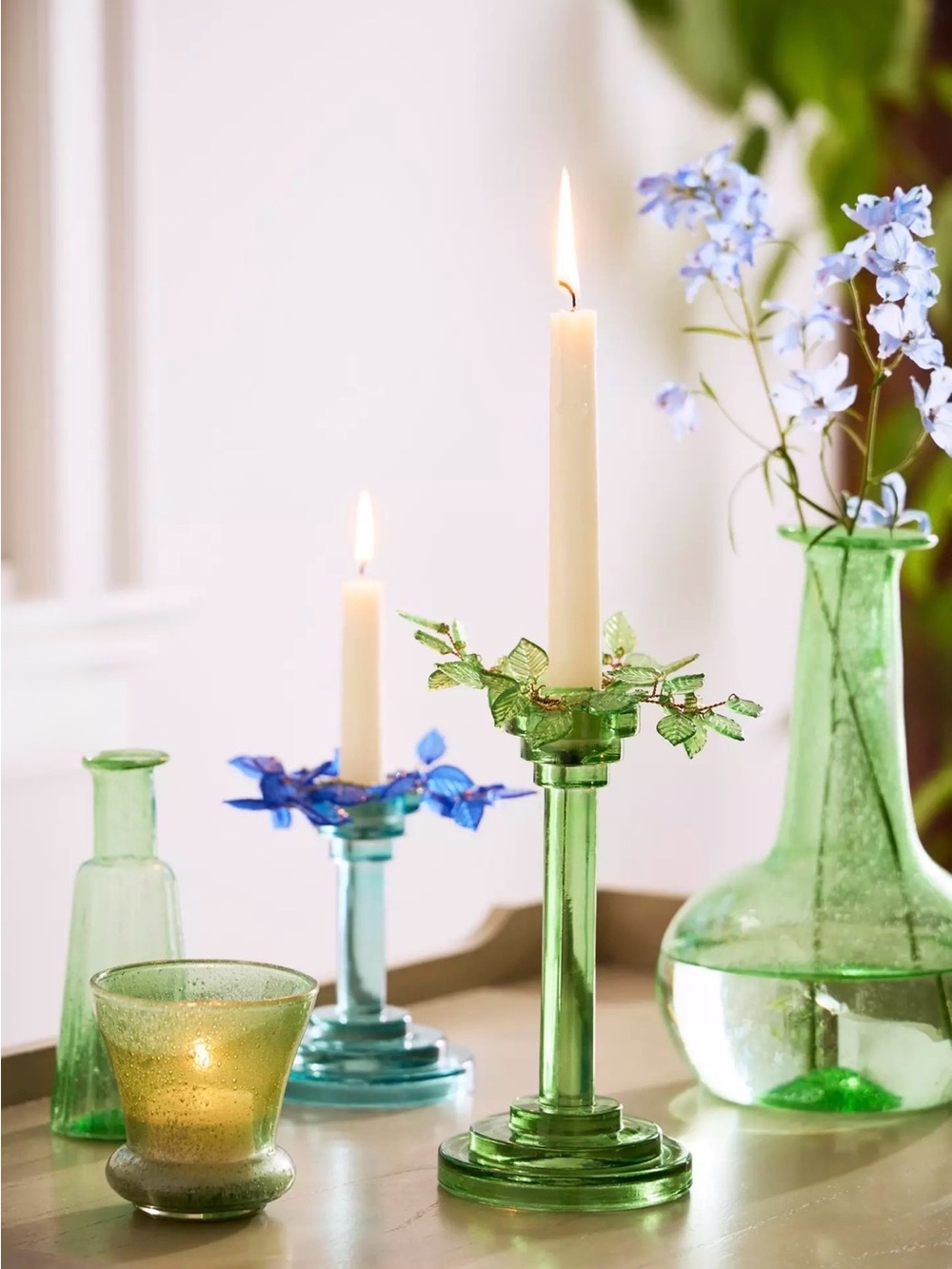 NEW Anthropologie X Terrain Leaves Candle Cuff, Green, Set of 2